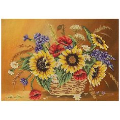 Набор вышивки бисером «Подсолнухи в корзине», 37x25 см, Кроше (Радуга бисера)