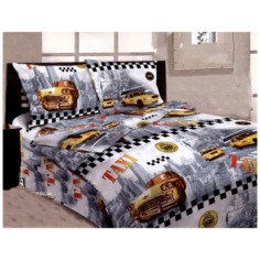 Детское постельное белье бязь такси вид 1 (серый) 1,5 спальное детские расцветки Iv Selena
