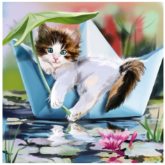 Алмазная мозаика вышивка Mazari "Котенок" 30х30 см холст