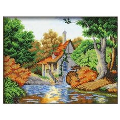 Набор вышивки бисером «Домик у реки», 29x38 см, Паутинка