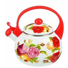 VETTA Чайник эмалированный со свистком 2,2л Цветы, 3 дизайна