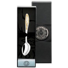 Ложка чайная посеребренная с позолотой "Пламя" Кольчугинский мельхиор