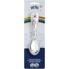 Ложка детская тактильная "Мишка" с розовой эмалью в блистере Кольчугинский мельхиор