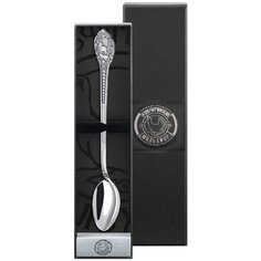 Ложка для размешивания кофе "Охотничья" посеребренная с чернением в футляре Кольчугинский мельхиор