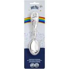 Ложка детская тактильная "Ботиночки" с розовой эмалью в блистере Кольчугинский мельхиор