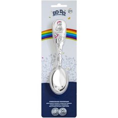 Ложка детская тактильная "Божья коровка" с розовой эмалью в блистере Кольчугинский мельхиор