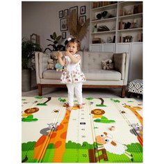 Коврик детский складной/термоковрик/развивающий коврик/игровой коврик/двусторонний коврик "Животные+Жирафик", 150х200х1 см Joy Mat