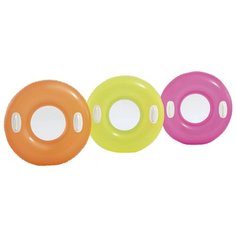 Надувной круг 76 см, с ручками, от 8 лет, 3 цвета, Intex «Глянец» фолетовый, арт. 59258