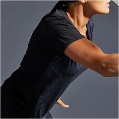 Футболка для тенниса женская SOFT 500 черная ARTENGO Х Decathlon Черный/Сине-Серый EU38 RU44
