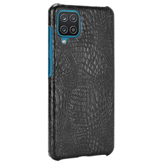 Чехол-накладка Mypads на Samsung Galaxy A12 (SM-A125F) 2020/ 2021 элегантный тонкий на пластиковой основе с дизайном под кожу крокодила коричневый