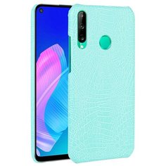 Чехол-накладка Mypads на Huawei Honor 9C (AKA-L29) элегантный тонкий на пластиковой основе с дизайном под кожу крокодила бирюзовый