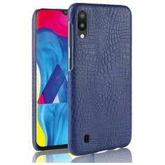 Чехол-панель Mypads для Samsung Galaxy M10 SM-M105F (2019) тонкий задний бампер на пластиковой основе с отделкой под кожу крокодила синий