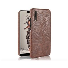 Чехол-накладка Mypads на Samsung Galaxy C8/C7 (2017) тонкий задний бампер на пластиковой основе с отделкой под кожу крокодила коричневый