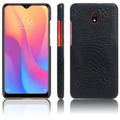 Чехол панель бампер MyPads для Xiaomi Redmi 8A элегантный тонкий на пластиковой основе с дизайном под кожу крокодила черный
