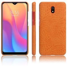 Чехол-накладка Mypads на Xiaomi Redmi 8A элегантный тонкий на пластиковой основе с дизайном под кожу крокодила оранжевый