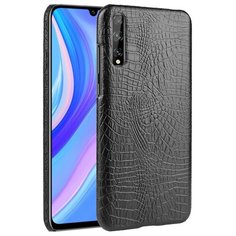 Чехол панель бампер MyPads для Huawei Enjoy 10S / Huawei Y8p (AQM-LX1) элегантный тонкий на пластиковой основе с дизайном под кожу крокодила черный