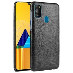 Чехол панель бампер MyPads для Samsung Galaxy M30s / Samsung Galaxy M21 SM-M215 (2020) элегантный тонкий на пластиковой основе с дизайном под кожу крокодила черный