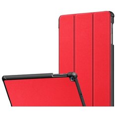 Чехол-обложка MyPads для Samsung Galaxy Tab A 10.1 SM-T510/ SM-T515 (2019) тонкий умный кожаный на пластиковой основе с трансформацией в подставку красный