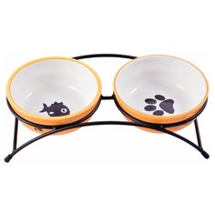 Подставка КерамикАрт с двумя мисками 2* 290 мл оранжевый