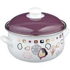 Кастрюля Savasan Идиллия 1450, 2.5 л, белый/фиолетовый