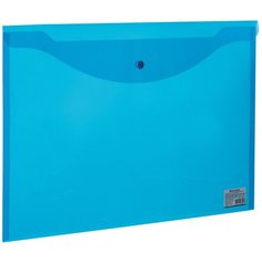 BRAUBERG Папка-конверт с кнопкой A3, пластик синий
