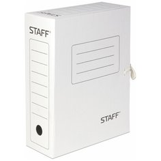 STAFF Папка архивная с завязками, А4, 100 мм, микрогофрокартон белый