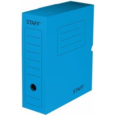 STAFF Короб архивный с клапаном А4, микрогофрокартон 100 мм синий