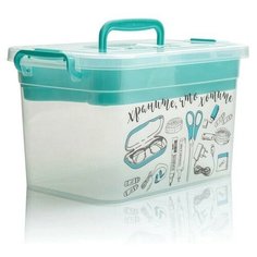 ПОЛИМЕРБЫТ Контейнер "Важные мелочи" 31х20х18 см голубой/прозрачный