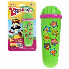 Азбукварик микрофон Караоке Любимые песенки 14 песен зеленый