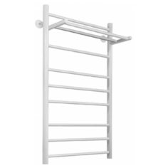 Полотенцесушитель водяной ARIANO Турин с полкой 80х53 белый матовый, 10 перекладин, американки угловые 1x1 в комплекте
