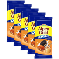 Alpen Gold Шоколад Oreo молочный с начинкой со вкусом арахисовой пасты с печеньем, 5 шт по 95 г Mondelez International