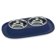 Миска двойная Lilli Pet для животных, на подставке, 31х20х3,5 см, черничная