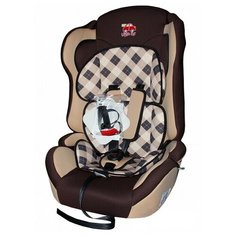 Автокресло группа 1/2/3 (9-36 кг) Little Car Comfort, клетка коричневый
