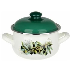 Кастрюля Интерос Маслины, 3.1 л, белый/зеленый