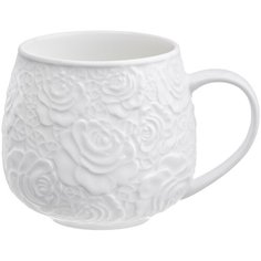 Кружка 400 мл 12,5*9,5*8,5 см "Белые розы" бочонок Elan Gallery