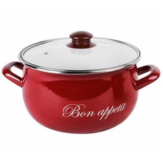 Кастрюля Интерос Бордо, 5.7 л, красный/белый