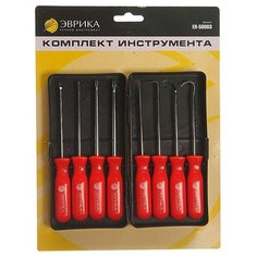 Набор инструментов 8 предметов шило, крючки (изогнутые 45°,90°), отвертки (Sl1/8,PH0,T15,T20) ЭВРИКА