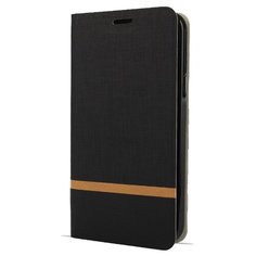 Флип чехол-книжка для Samsung Galaxy M01/A01 с текстурой ткани и функцией подставки черный 100gadgets
