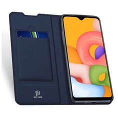 Флип чехол-книжка для Samsung Galaxy M01/A01 с функцией подставки и с отсеком для карт синий 100gadgets