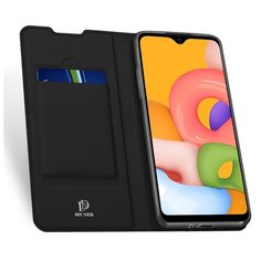 Флип чехол-книжка для Samsung Galaxy M01/A01 с функцией подставки и с отсеком для карт черный 100gadgets