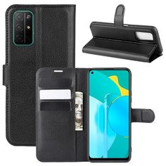 Чехол портмоне подставка для Huawei Honor 30 с магнитной защелкой и отделениями для карт черный 100gadgets