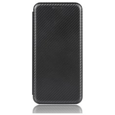 Чехол флип на силиконовой основе текстура Карбон с отсеком для Huawei P Smart (2021) черный 100gadgets