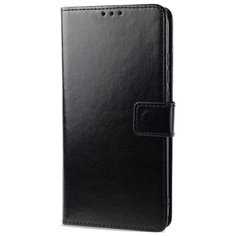 Глянцевый водоотталкивающий чехол портмоне подставка для OPPO Reno4 Pro с магнитной защелкой и отделениями для карт черный 100gadgets