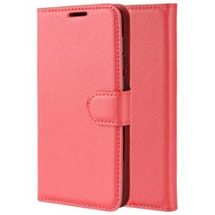 Чехол портмоне подставка для Samsung Galaxy A12 с магнитной защелкой и отделениями для карт красный 100gadgets