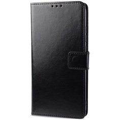 Глянцевый водоотталкивающий чехол портмоне подставка для Samsung Galaxy A32 с магнитной защелкой и отделениями для карт черный 100gadgets