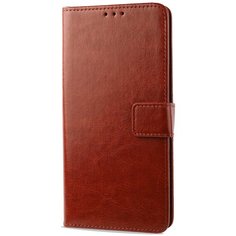 Глянцевый водоотталкивающий чехол портмоне подставка для Samsung Galaxy A72 с магнитной защелкой и отделениями для карт коричневый 100gadgets