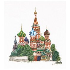 Набор для вышивания Собор Покрова Пресвятой Богородицы, что на Рву, канва лён 36 ct 34 х 37 см THEA GOUVERNEUR 513