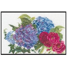 Набор для вышивания Гортензия и роза, канва аида 16 ct 46 х 30 см THEA GOUVERNEUR 442A