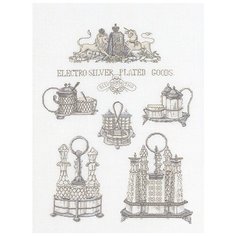 Набор для вышивания Серебряные изделия, канва лён 36 ct 34 х 46 см THEA GOUVERNEUR 2094