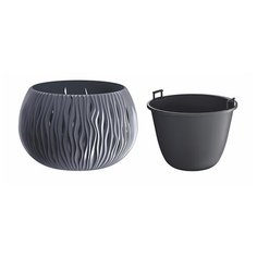 Кашпо для цветов SANDY BOWL DSK290-S433 антрацит 2 предмета 3,9л Prosperplast